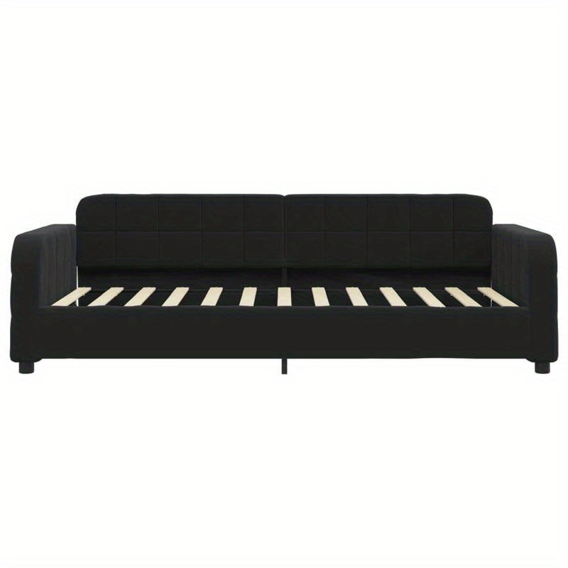 Slaapbank – Bedbank – Slaapstoel – Zetelbed – Logeerbed – Zwart Fluweel – 90x200 cm – Duurzaam Houten Frame