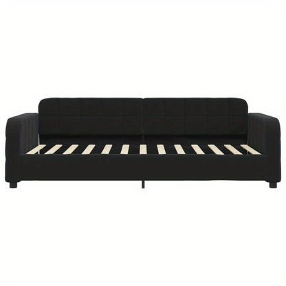 Slaapbank – Bedbank – Slaapstoel – Zetelbed – Logeerbed – Zwart Fluweel – 90x200 cm – Duurzaam Houten Frame