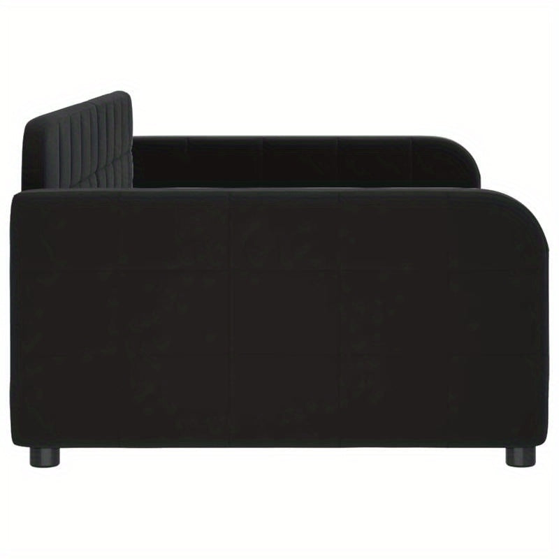 Slaapbank – Bedbank – Slaapstoel – Zetelbed – Logeerbed – Zwart Fluweel – 90x200 cm – Duurzaam Houten Frame