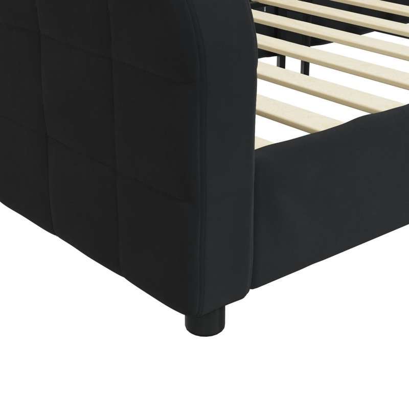 Slaapbank – Bedbank – Slaapstoel – Zetelbed – Logeerbed – Zwart Fluweel – 90x200 cm – Duurzaam Houten Frame