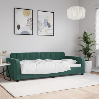 Bedbank – Slaapbank – Sofa – Logeerbed – Bed  – Donkergroen Velvet – 90x200 cm – Makkelijk Transformeerbaar