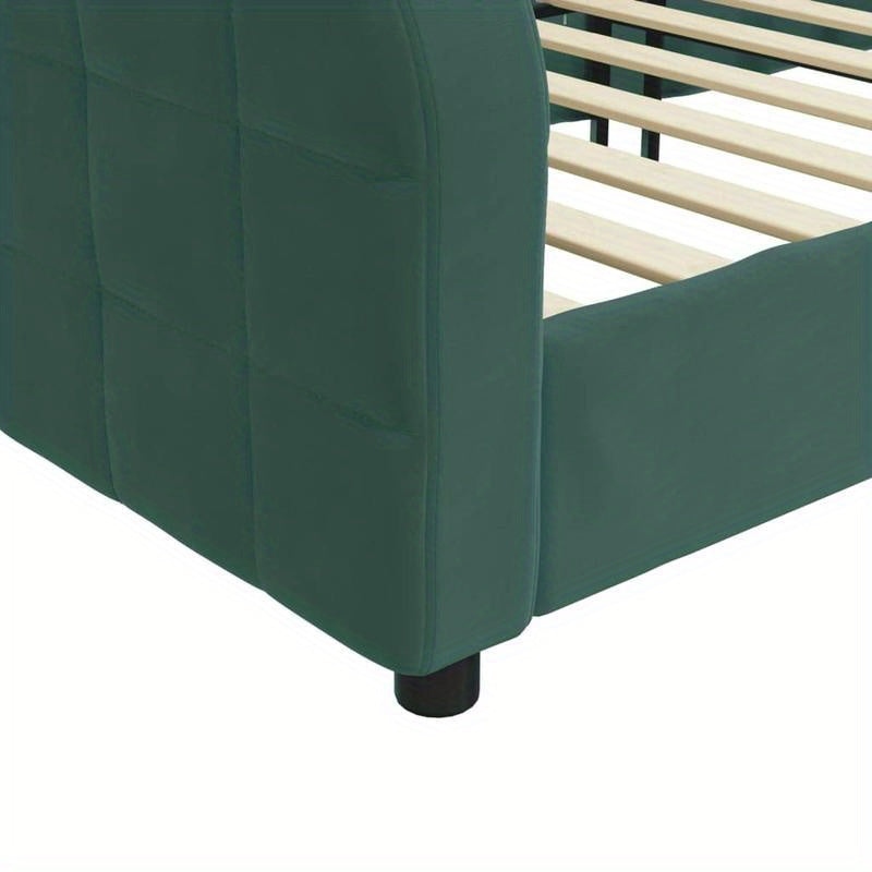Bedbank – Slaapbank – Sofa – Logeerbed – Bed  – Donkergroen Velvet – 90x200 cm – Makkelijk Transformeerbaar