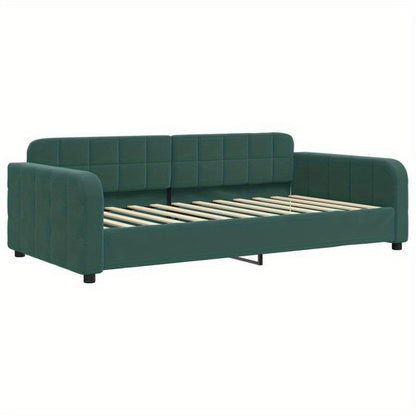 Bedbank – Slaapbank – Sofa – Logeerbed – Bed  – Donkergroen Velvet – 90x200 cm – Makkelijk Transformeerbaar