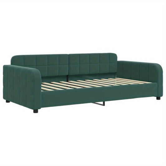 Bedbank – Slaapbank – Sofa – Logeerbed – Bed  – Donkergroen Velvet – 90x200 cm – Makkelijk Transformeerbaar