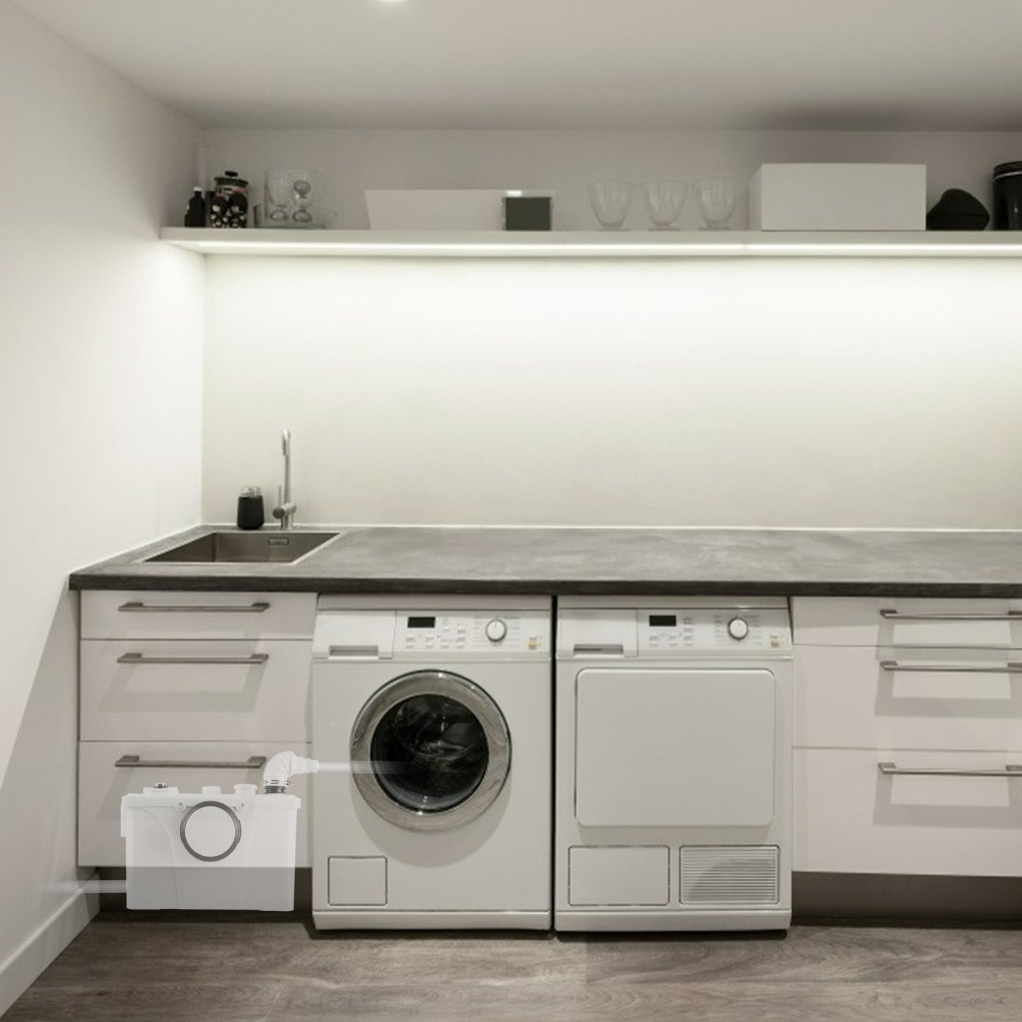 wc-pomp – afvalwaterpomp – rioolpomp – toiletpomp – afvoer-pomp – compact – werkt zonder elektriciteit
