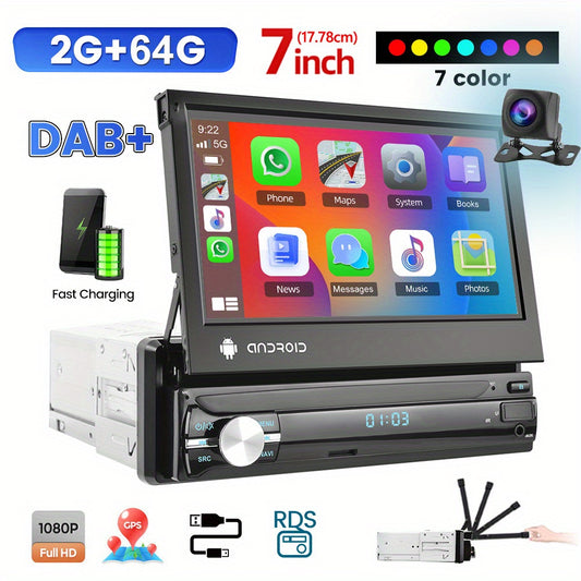 Autoradio – 1 DIN Autoradio – Car Radio – Auto Radio – Autoradio Stereo – 17,78 cm Uitrekbaar Touchscreen – Android 13 Systeem – Draadloos Met Achteruitrijcamera & DVR
