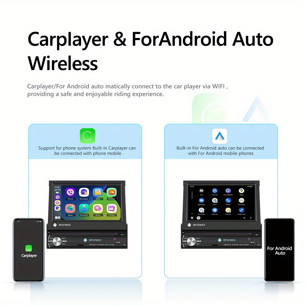 Autoradio – Autoradiosysteem – Car Radio – Autostereo – Multimedia Radio – 7 Inch Uitklapbaar Touchscreen – Draadloos CarPlay & Android Auto Met DVR Camera