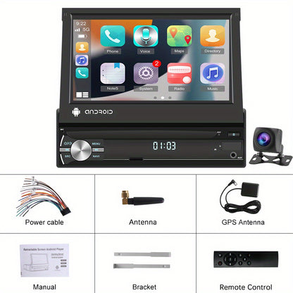 Autoradio – 1 DIN Autoradio – Car Radio – Auto Radio – Autoradio Stereo – 17,78 cm Uitrekbaar Touchscreen – Android 13 Systeem – Draadloos Met Achteruitrijcamera & DVR
