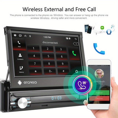 Autoradio – Autoradiosysteem – Car Radio – Autostereo – Multimedia Radio – 7 Inch Uitklapbaar Touchscreen – Draadloos CarPlay & Android Auto Met DVR Camera