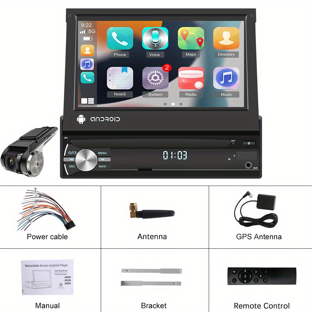 Autoradio – Autoradiosysteem – Car Radio – Autostereo – Multimedia Radio – 7 Inch Uitklapbaar Touchscreen – Draadloos CarPlay & Android Auto Met DVR Camera