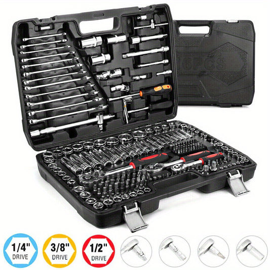 216-delige Mechanische Gereedschapsset – Moersleutel Set – Ratels – Dopset – Auto Reparatie Gereedschap – 72-Tand Ratel – Slagvaste Opbergkoffer