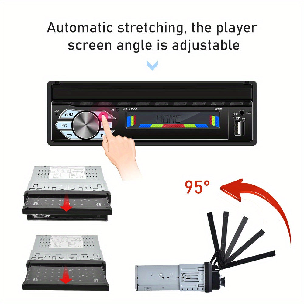Multimedia Autoradio – Carplayer – Android Auto – Mirror Link – 1 DIN Car Stereo – 7 Inch Motorised Touchscreen – Draadloos Met Achteruitrijcamera