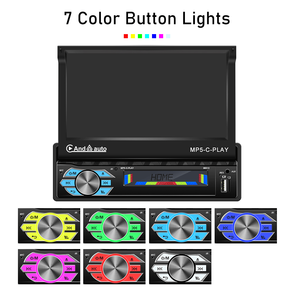 Multimedia Autoradio – Carplayer – Android Auto – Mirror Link – 1 DIN Car Stereo – 7 Inch Motorised Touchscreen – Draadloos Met Achteruitrijcamera