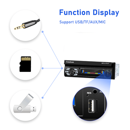 Multimedia Autoradio – Carplayer – Android Auto – Mirror Link – 1 DIN Car Stereo – 7 Inch Motorised Touchscreen – Draadloos Met Achteruitrijcamera