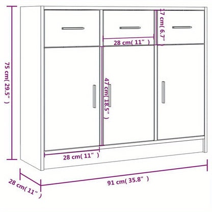 Dressoir – Opbergkast – Ladekast – TV-kast – Wandkast – Beton Grijs – 91x28x75 cm – Hoogwaardig Gelamineerd Spaanplaat