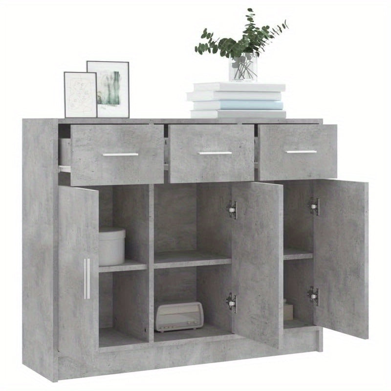 Dressoir – Opbergkast – Ladekast – TV-kast – Wandkast – Beton Grijs – 91x28x75 cm – Hoogwaardig Gelamineerd Spaanplaat
