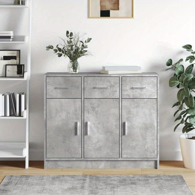 Dressoir – Opbergkast – Ladekast – TV-kast – Wandkast – Beton Grijs – 91x28x75 cm – Hoogwaardig Gelamineerd Spaanplaat