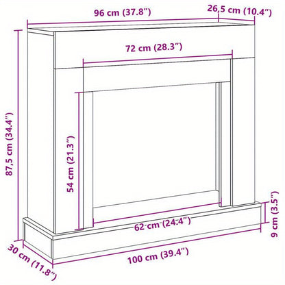 Schoorsteenmantel – Schouw – Open Haard Ombouw – Haardombouw – Mantel – Beton Grijs – Hout – 100x30x87,5 cm – Muurbevestiging – Decoratieve Opbergruimte