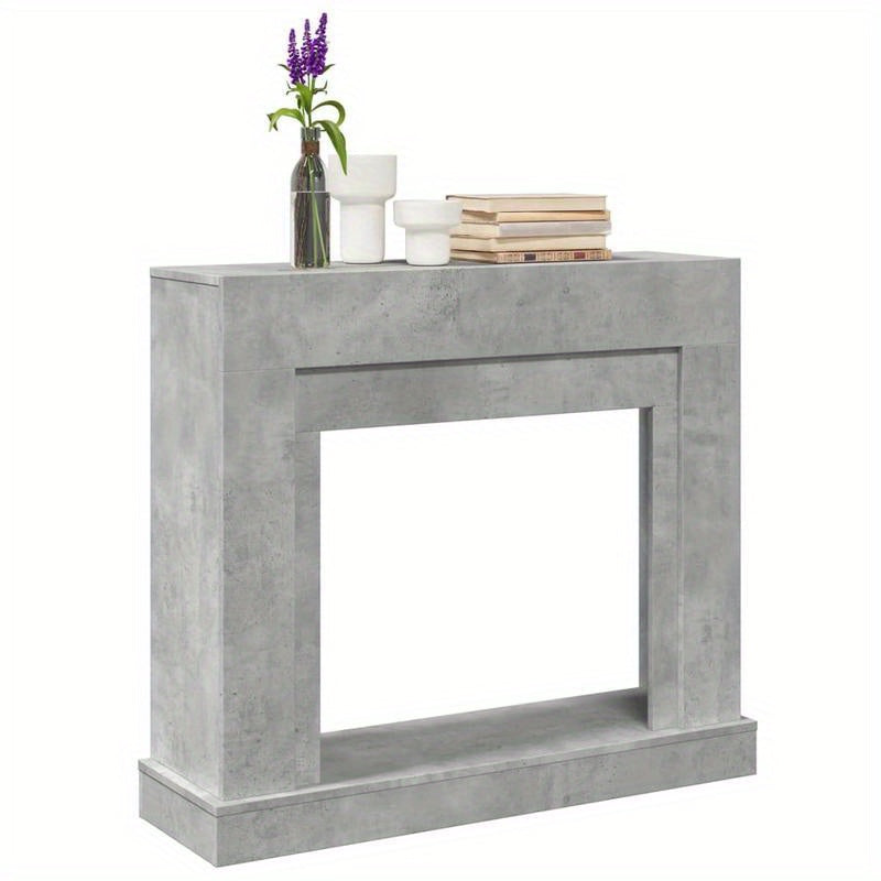Schoorsteenmantel – Schouw – Open Haard Ombouw – Haardombouw – Mantel – Beton Grijs – Hout – 100x30x87,5 cm – Muurbevestiging – Decoratieve Opbergruimte