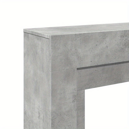 Schoorsteenmantel – Schouw – Open Haard Ombouw – Haardombouw – Mantel – Beton Grijs – Hout – 100x30x87,5 cm – Muurbevestiging – Decoratieve Opbergruimte