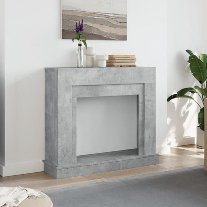Schoorsteenmantel – Schouw – Open Haard Ombouw – Haardombouw – Mantel – Beton Grijs – Hout – 100x30x87,5 cm – Muurbevestiging – Decoratieve Opbergruimte