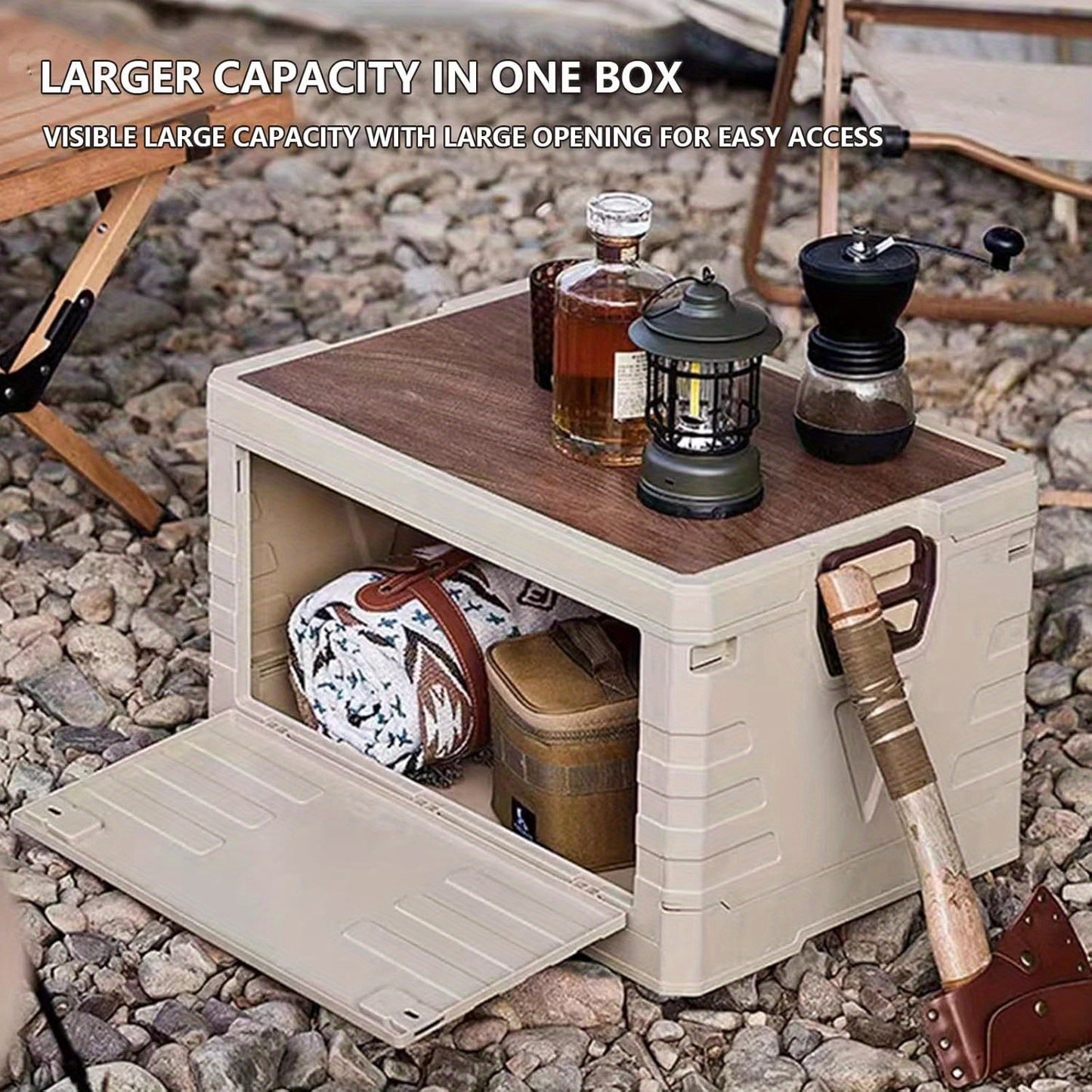 Storage Box Versatile Folding Storage Basket with Lid - Large Capacity, Durable Plastic Organizer for Camping, Dorms, Offices & Travel - Available in Small, Medium, Large Sizes