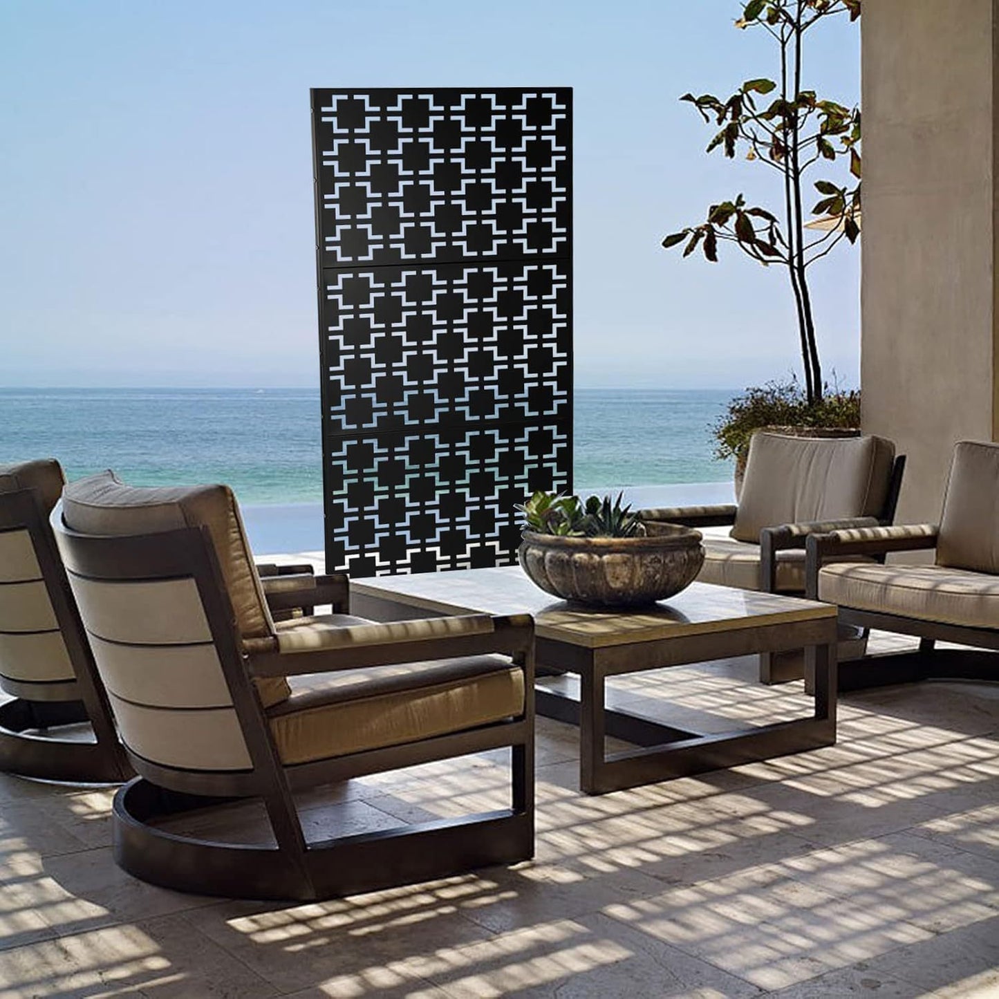 Tuinscherm – Privacyscherm – Windscherm – Balkonscherm – Zichtscherm – Staal met Nano Coating – 190 cm Hoog – Vrijstaand en Modern Design