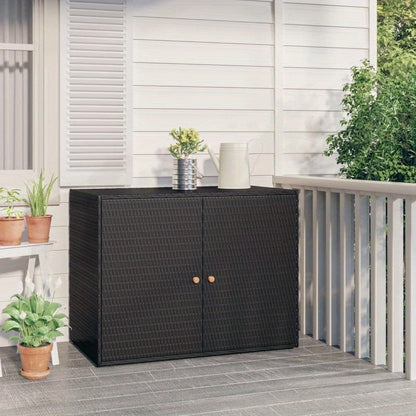 Tuinkast – Bergkast – Opbergkast – Tuinbox – Buitenmeubel – Zwart – Poly Rattan – 100 x 55,5 x 80 cm – Weerbestendig