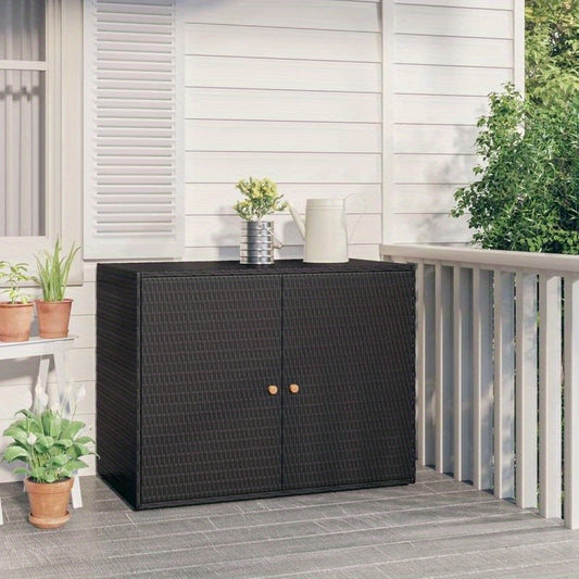 Tuinkast – Bergkast – Opbergkast – Tuinbox – Buitenmeubel – Zwart – Poly Rattan – 100 x 55,5 x 80 cm – Weerbestendig