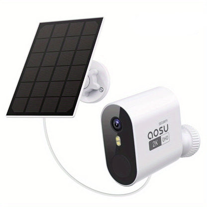 AOSU Solar Security Cameras Wireless Outdoor, 2K QHD Home Security System, Cameras Kit with 166° Ultra-Wide View, Forever Power, Spotlight Camera, 32G Local Storage, No Monthly Fee