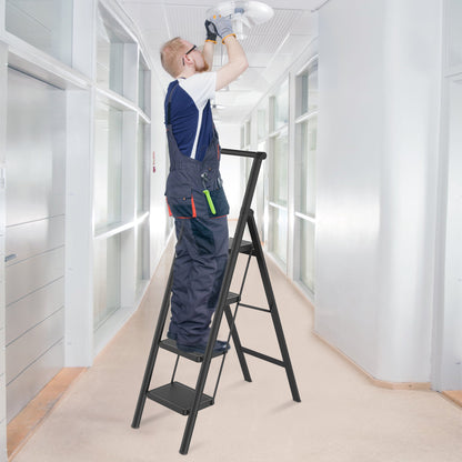 Klimtrap – Opvouwbare Ladder – Tredenladder – Trapkruk – Veiligheidsladder – 4 Treden Met Handgreep – Max Belastbaarheid 270 kg – Brede Antislip Treden