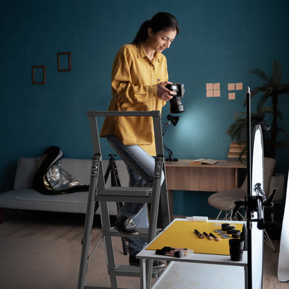Klimtrap – Opvouwbare Ladder – Tredenladder – Trapkruk – Veiligheidsladder – 4 Treden Met Handgreep – Max Belastbaarheid 270 kg – Brede Antislip Treden