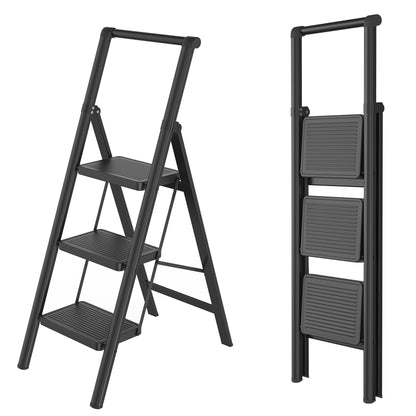 Klimtrap – Opvouwbare Ladder – Trapje – Steiger – Steektrap – 3 Treden Met Handgreep – Antislip Pedalen – Draagkracht 270 kg