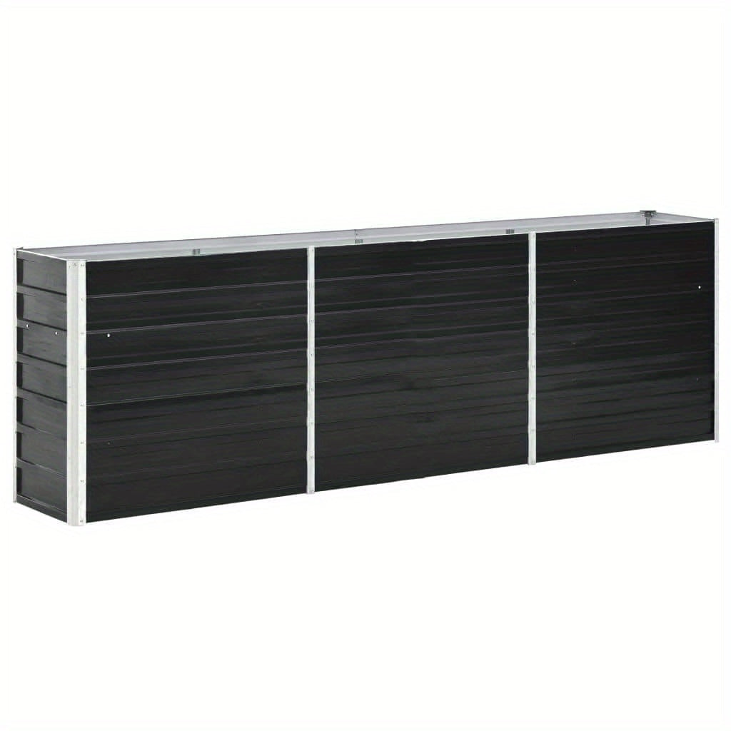 Tuinbak verhoogd – Bloembak – Plantenbak – Moestuinbak – Bak voor Balkon – Gegalvaniseerd Staal – 240 x 40 x 77 cm – Antraciet – Duurzaam & Weerbestendig