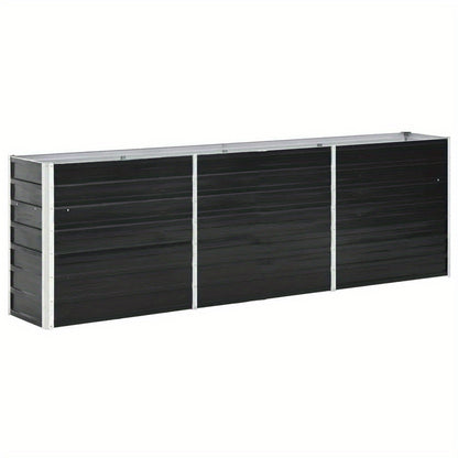 Tuinbak verhoogd – Bloembak – Plantenbak – Moestuinbak – Bak voor Balkon – Gegalvaniseerd Staal – 240 x 40 x 77 cm – Antraciet – Duurzaam & Weerbestendig