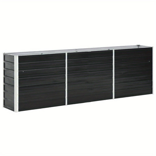 Tuinbak verhoogd – Bloembak – Plantenbak – Moestuinbak – Bak voor Balkon – Gegalvaniseerd Staal – 240 x 40 x 77 cm – Antraciet – Duurzaam & Weerbestendig