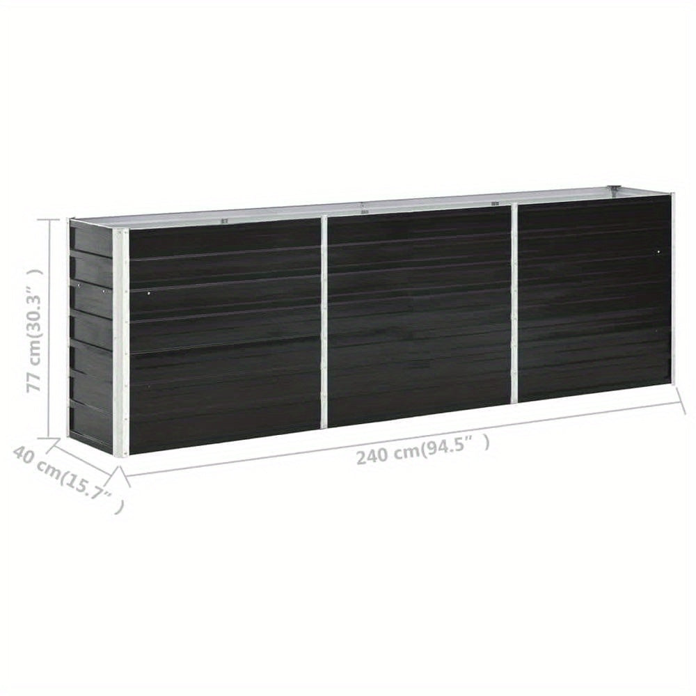 Tuinbak verhoogd – Bloembak – Plantenbak – Moestuinbak – Bak voor Balkon – Gegalvaniseerd Staal – 240 x 40 x 77 cm – Antraciet – Duurzaam & Weerbestendig