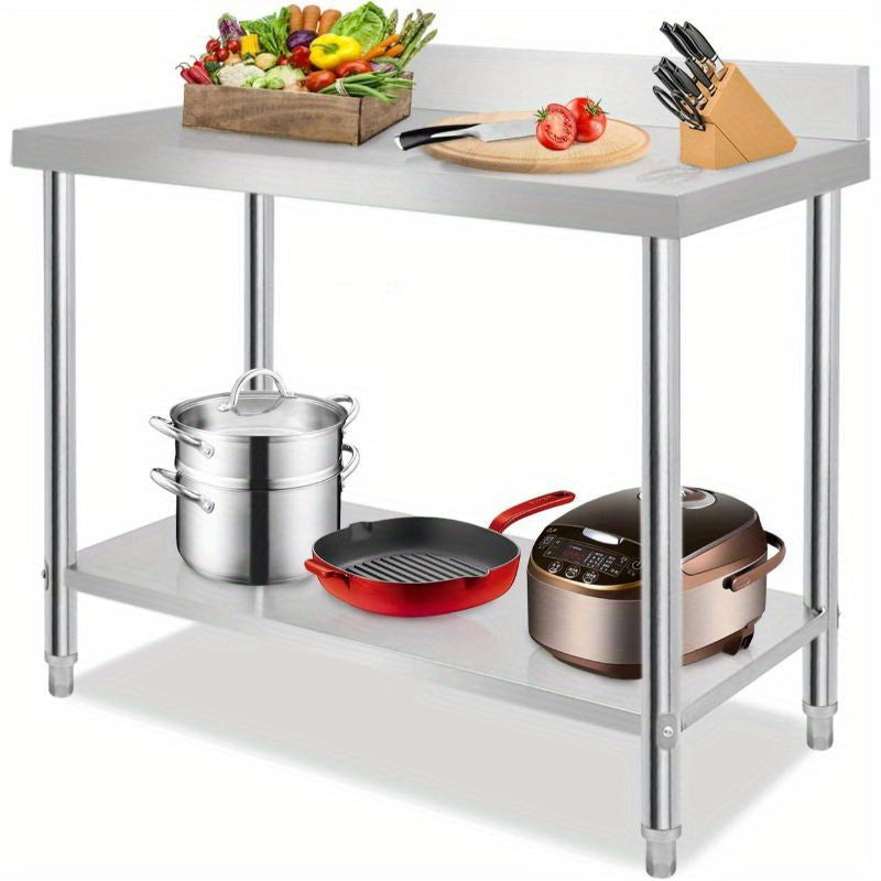 RVS Werkbank – Werktafel – RVS Werktafel – Keukenwerkbank – Roestvrijstalen Werkbank – 100 cm Lang – Verstelbare Poten – Max. Draagvermogen 250 kg