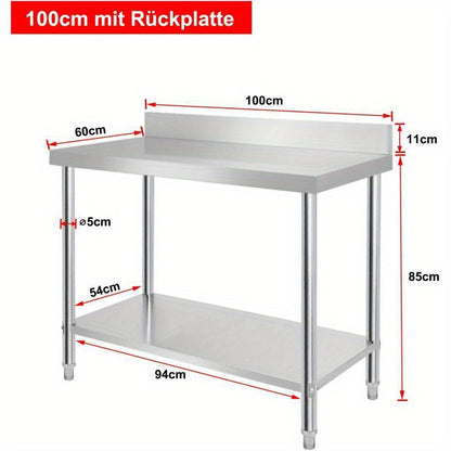 RVS Werkbank – Werktafel – RVS Werktafel – Keukenwerkbank – Roestvrijstalen Werkbank – 100 cm Lang – Verstelbare Poten – Max. Draagvermogen 250 kg