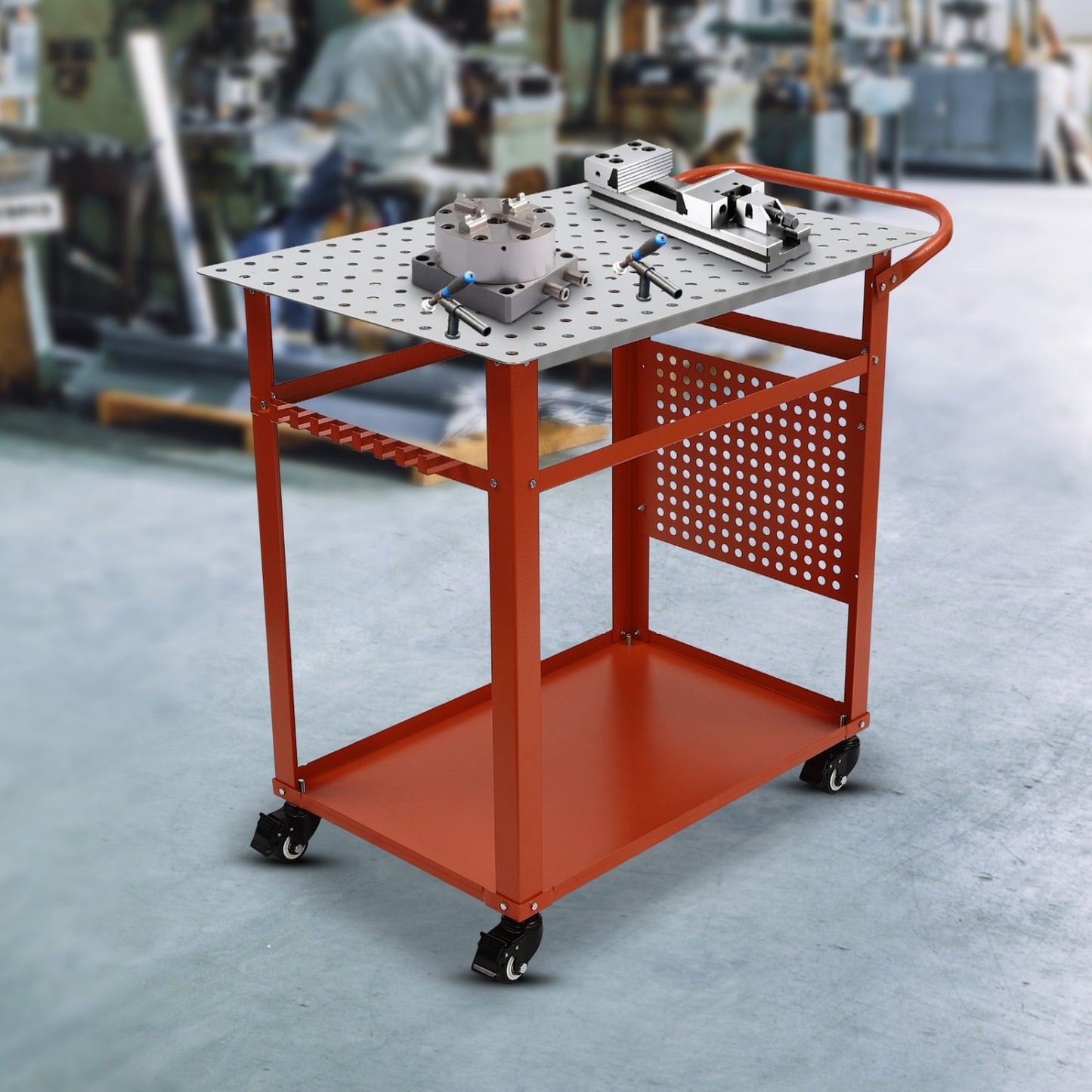 Laswerkbank – Lastafel – Soldeertafel – Werkbank – Mobiele Werktafel – Stalen Werkbank – 272 kg Draagvermogen – Verstelbare Poten & Opbergruimte