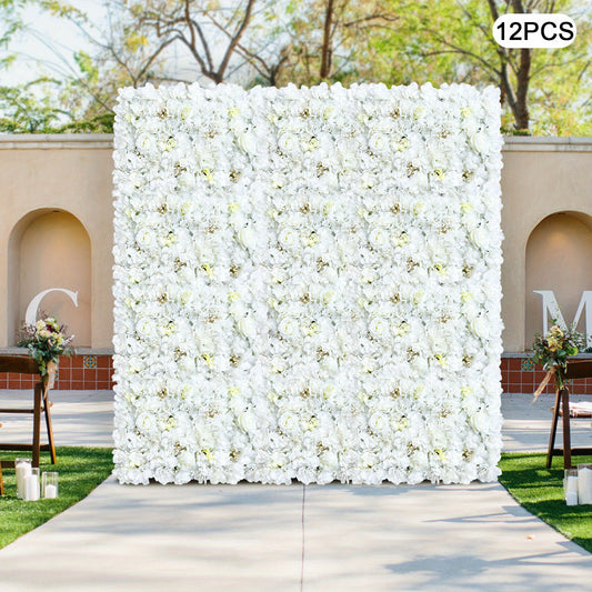 Kunstbloemen – Kunstbloempanelen – Nepbloemen – Kunstboeket – Bloemenwand – Zijdeachtig Materiaal – 12 Panelen 60x40 cm