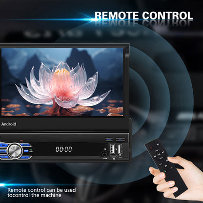 CAMECHO 1+32G Android Auto & Android 7.1 Car Stereo - 17.78cm Retractable Touchscreen Single DIN GPS/Wifi/Wireless, Wireless FM RDS Radio, Mirror Link, Steering Wheel Control, External Storage for Smartphones/Tablets (CarPlay