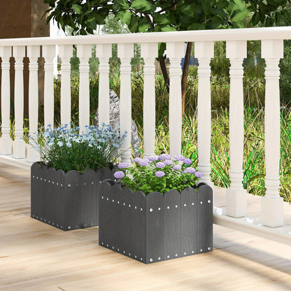 Plantenbak – Bloembak – Plantenpot – Tuinbak – Balkonbak – Weerbestendig HDPE – Met Drainagegaten – Grijs – Set van 2