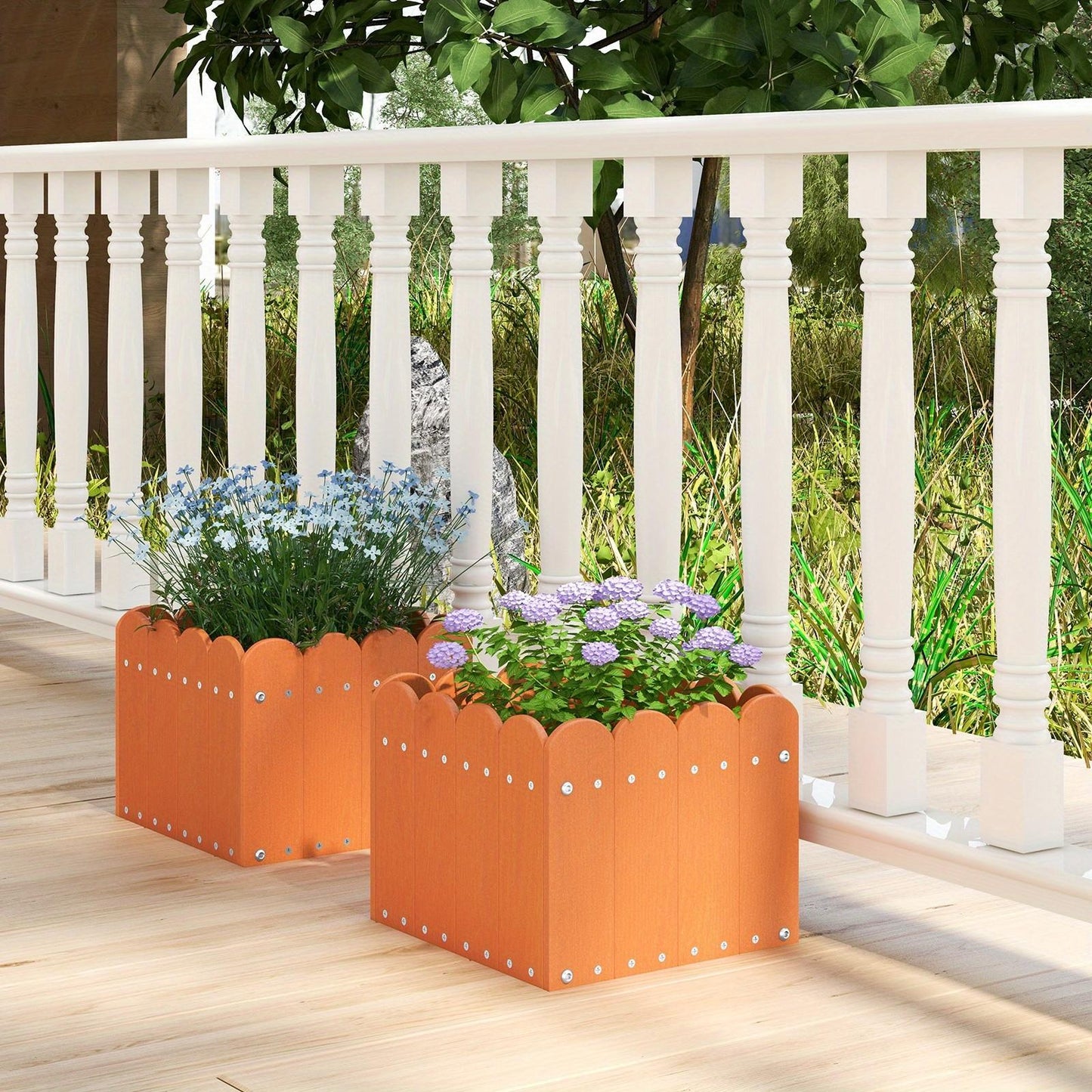 Bloempot – Plantenbak – Plantenpot – Plantenbakje – Bloembak – Weerbestendig HDPE – Drainage Gaten – Set van 2 – Rechthoekig – Verhoogd