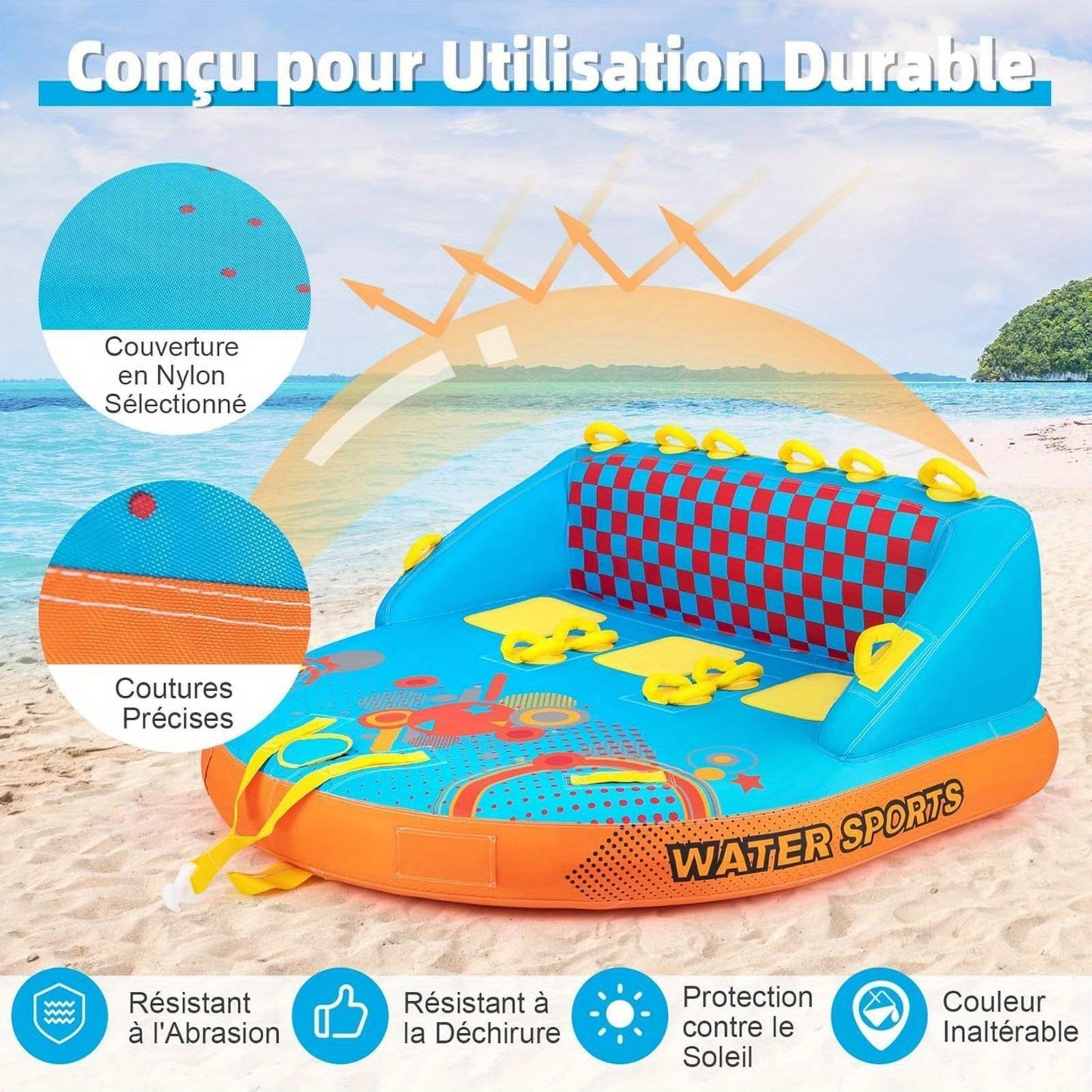Fun Tube – Watersport Tube – Sleep Tube – Opblaasbare Tube – Waterpret Tube – Voor 3 Personen – Duurzaam Nylon – Inclusief Sleepogen