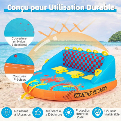 Fun Tube – Watersport Tube – Sleep Tube – Opblaasbare Tube – Waterpret Tube – Voor 3 Personen – Duurzaam Nylon – Inclusief Sleepogen