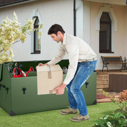 Opbergbox – Opbergdoos – Berging – Tuinopberger – Opbergcontainer – Ventilatieraam – Verstelbaar – Weerbestendig kunststof – Hoekbeschermers – Groen