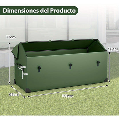 Opbergbox – Opbergdoos – Berging – Tuinopberger – Opbergcontainer – Ventilatieraam – Verstelbaar – Weerbestendig kunststof – Hoekbeschermers – Groen