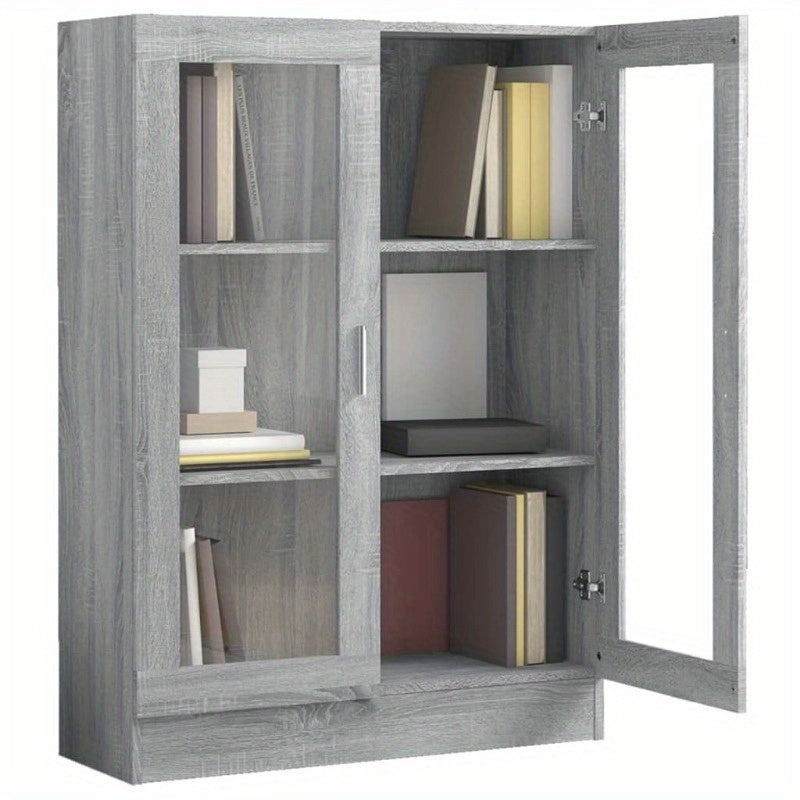 Vitrinekast – Opbergkast – Displaykast – Wandkast – Boekenkast – Grijs – Compacte Afmetingen 82,5x30,5x115cm – Stevig Materiaal