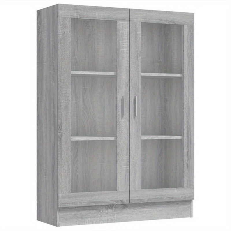 Vitrinekast – Opbergkast – Displaykast – Wandkast – Boekenkast – Grijs – Compacte Afmetingen 82,5x30,5x115cm – Stevig Materiaal